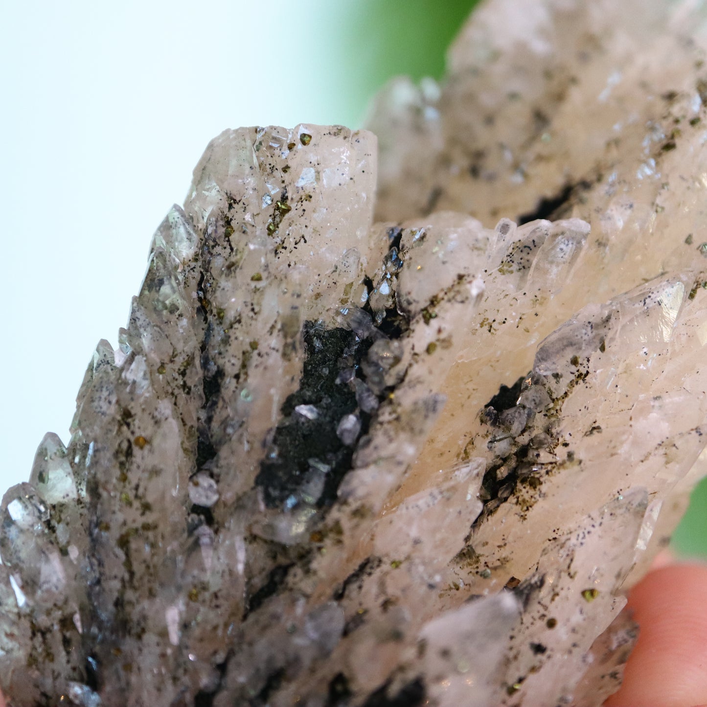 Feather calciet met pyriet UV