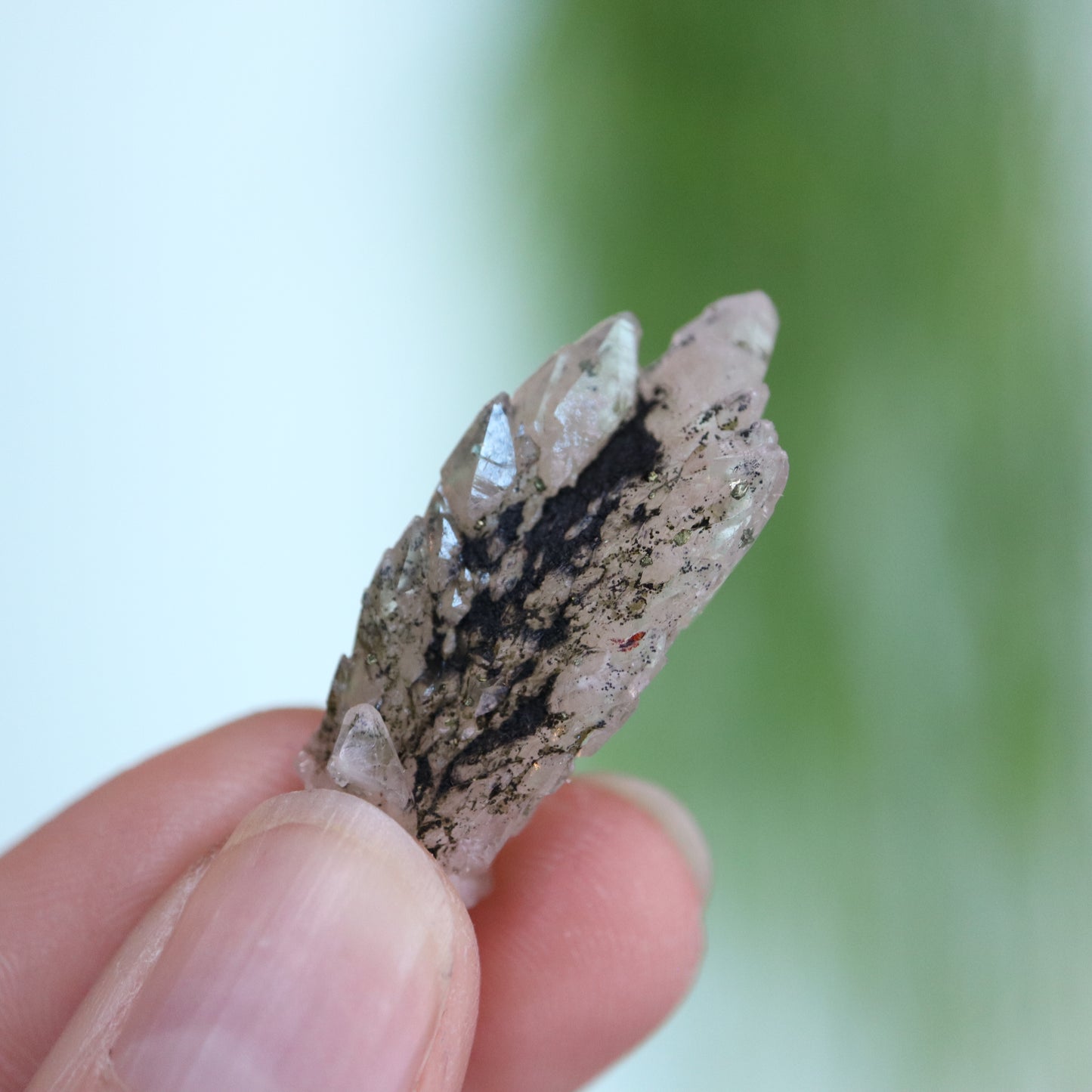 Feather calciet met pyriet UV