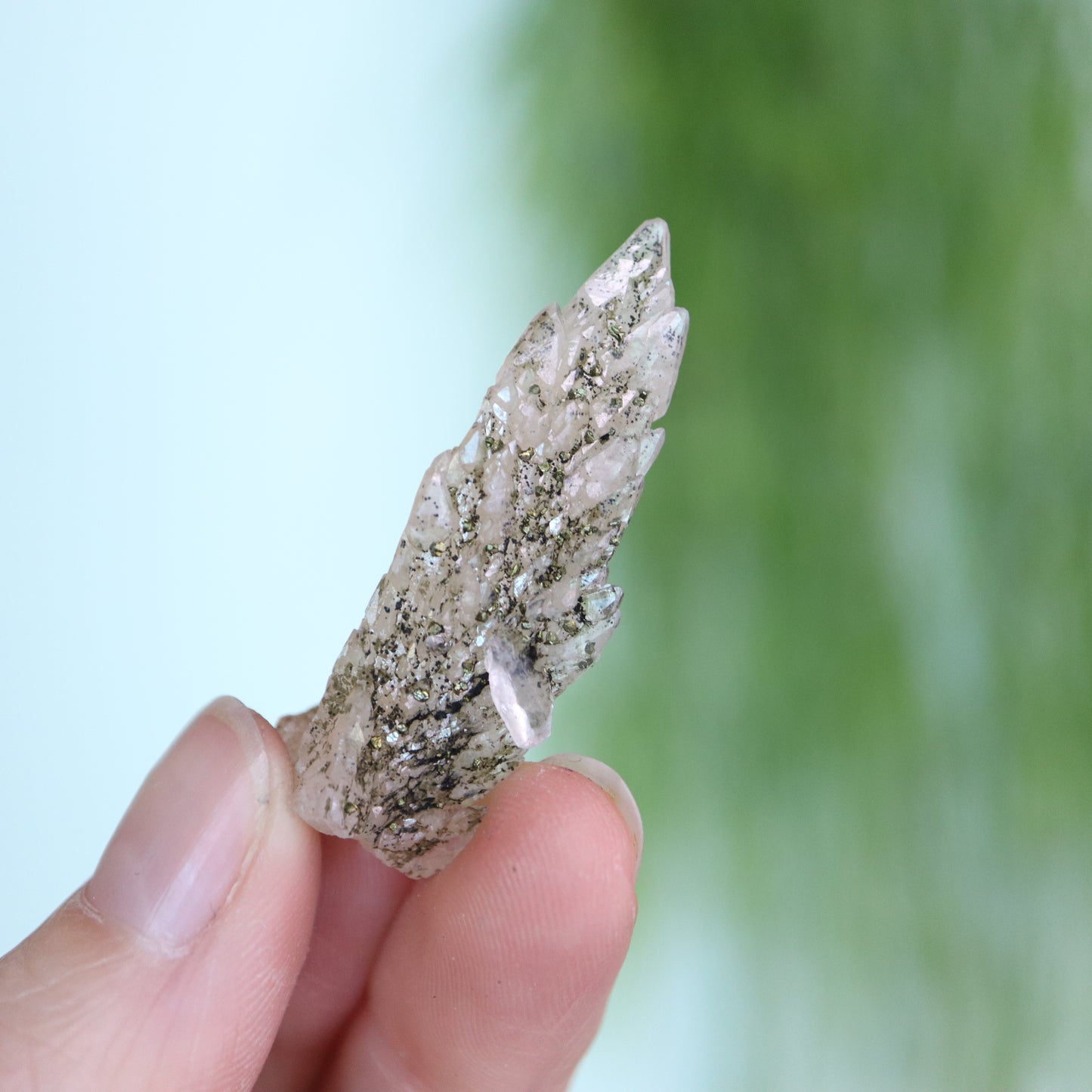 Feather calciet met pyriet UV