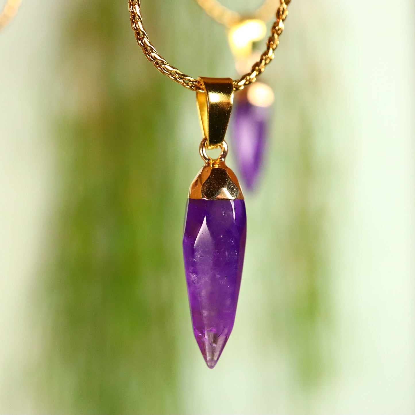 Amethist hanger goud metaal
