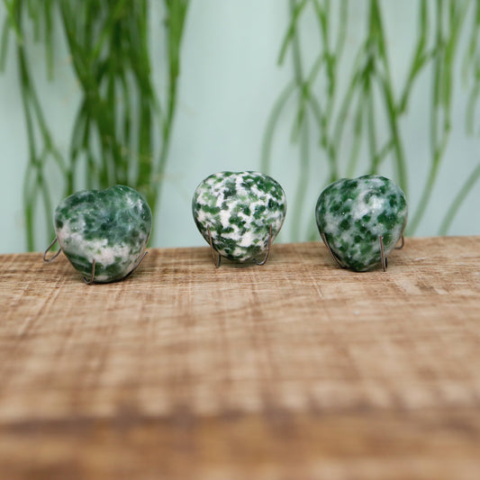 Mini hart groen gestippelde jade