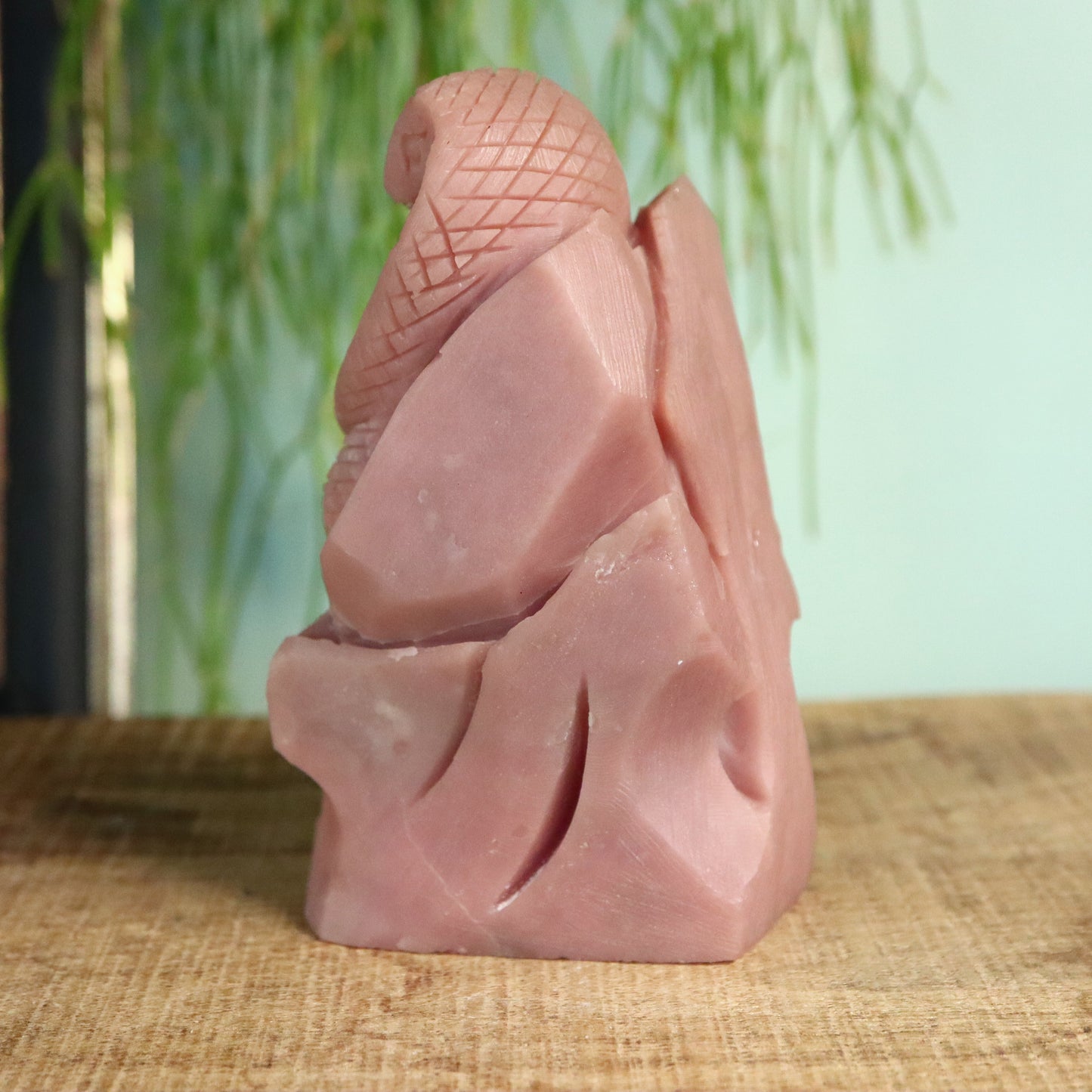 Handgeslepen slang roze jade