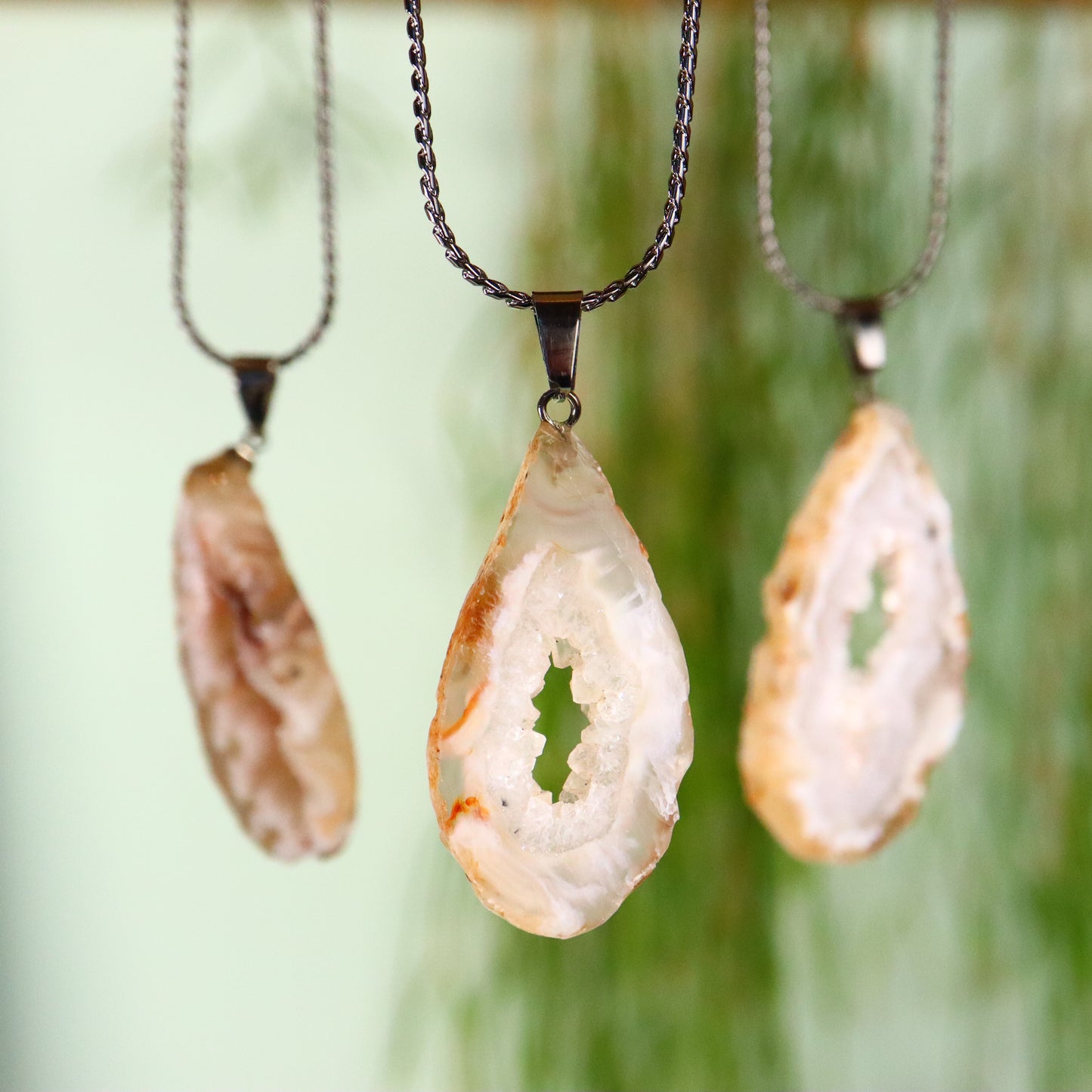 Agaat schijf hanger zilver metaal