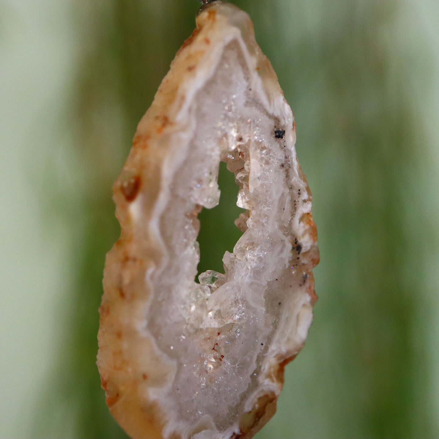 Agaat schijf hanger zilver metaal