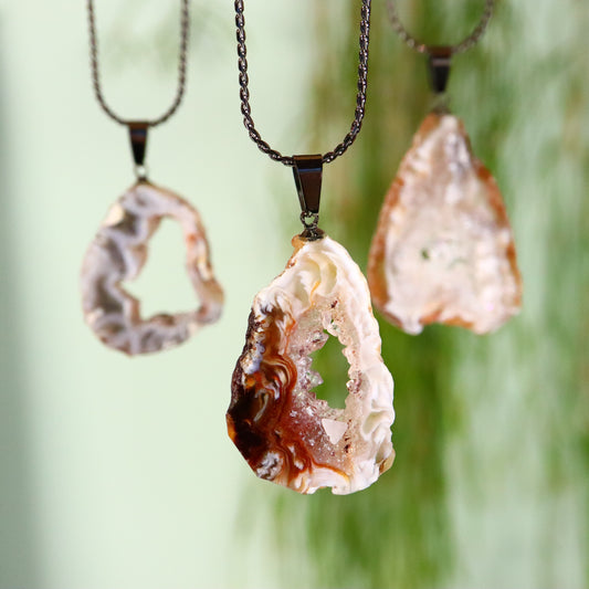 Agaat schijf hanger zilver metaal