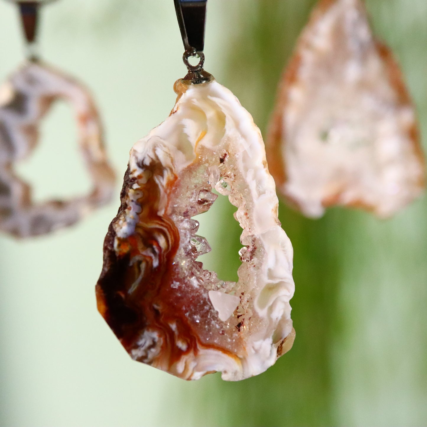 Agaat schijf hanger zilver metaal