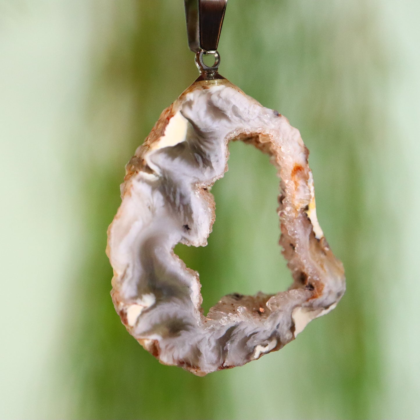 Agaat schijf hanger zilver metaal