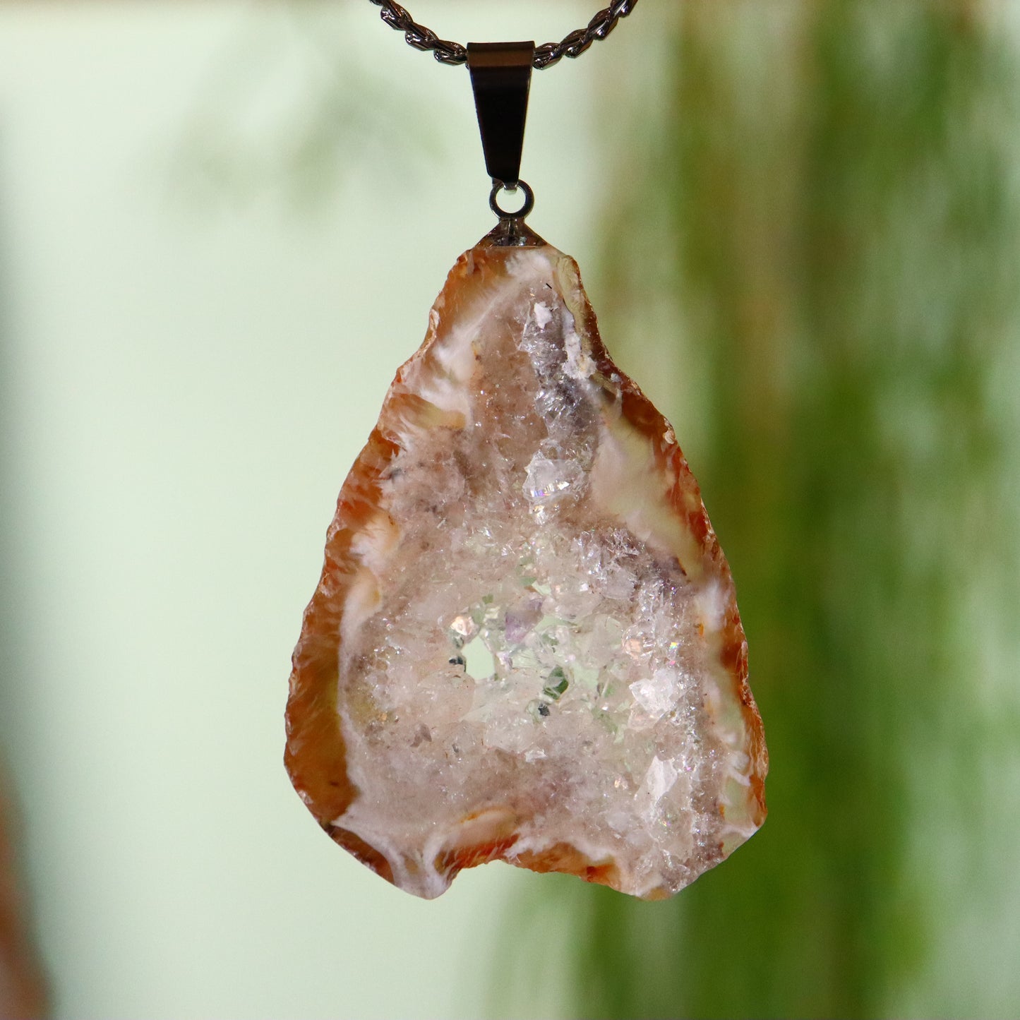 Agaat schijf hanger zilver metaal