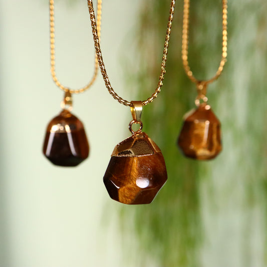 tijgeroog hanger goud metaal