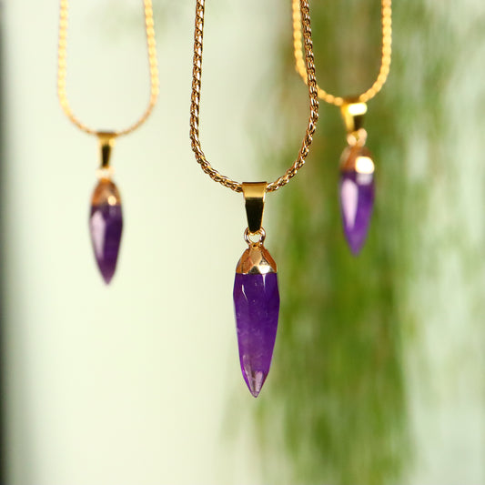 Amethist hanger goud metaal