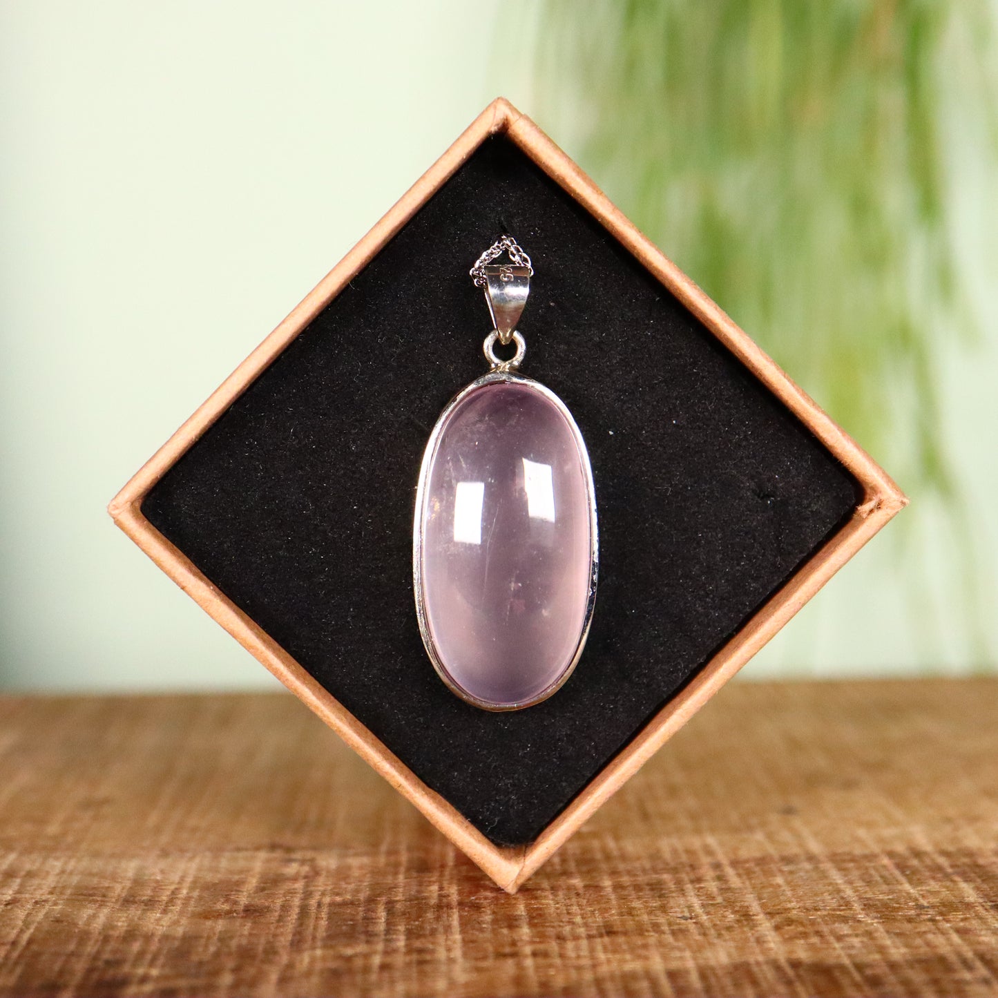 Rozenkwarts hanger 915 zilver