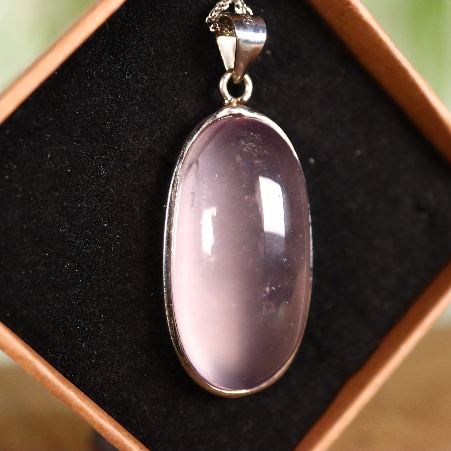 Rozenkwarts hanger 915 zilver