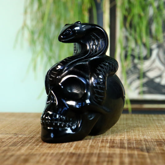 Obsidiaan Schedel met slang