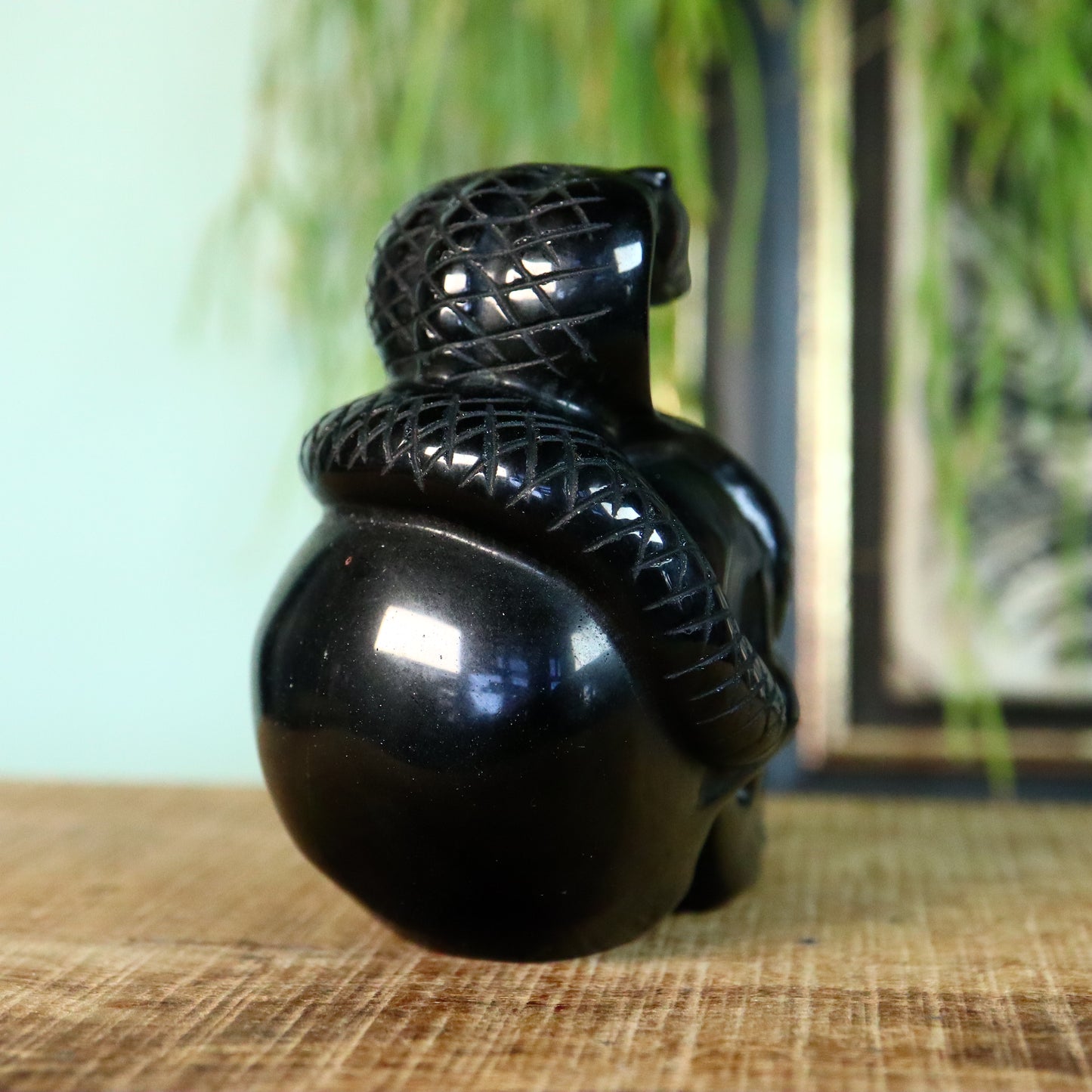 Obsidiaan Schedel met slang