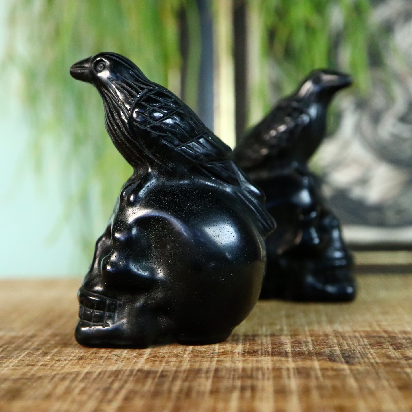 Obsidiaan Raaf op schedel