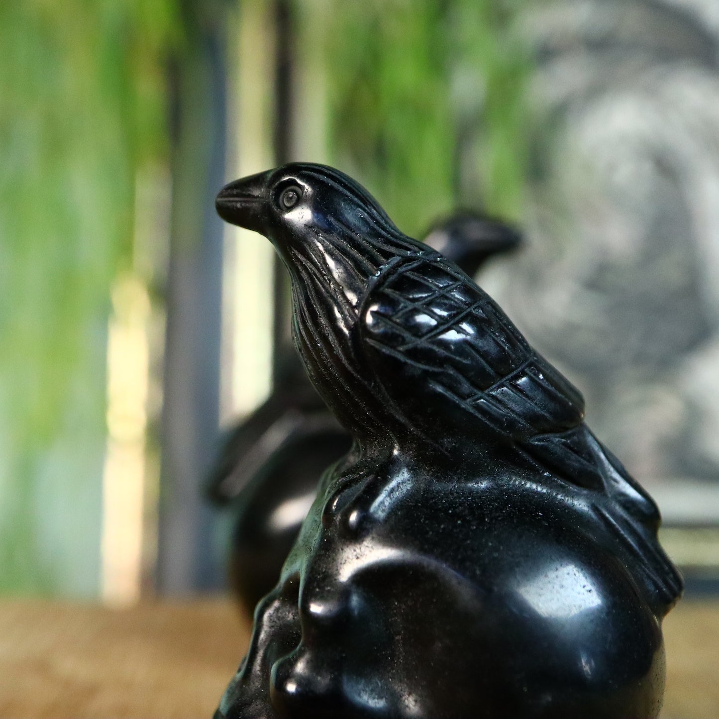 Obsidiaan Raaf op schedel