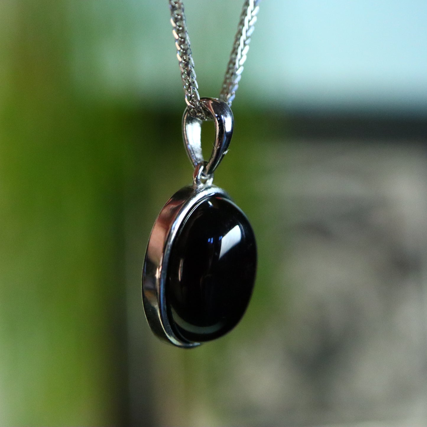 Obsidiaan hanger 925 zilver