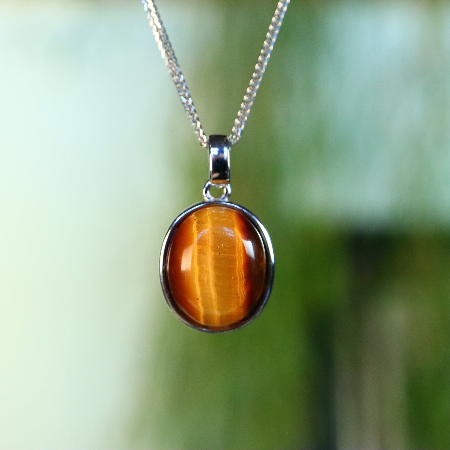 tijgeroog hanger 925 zilver