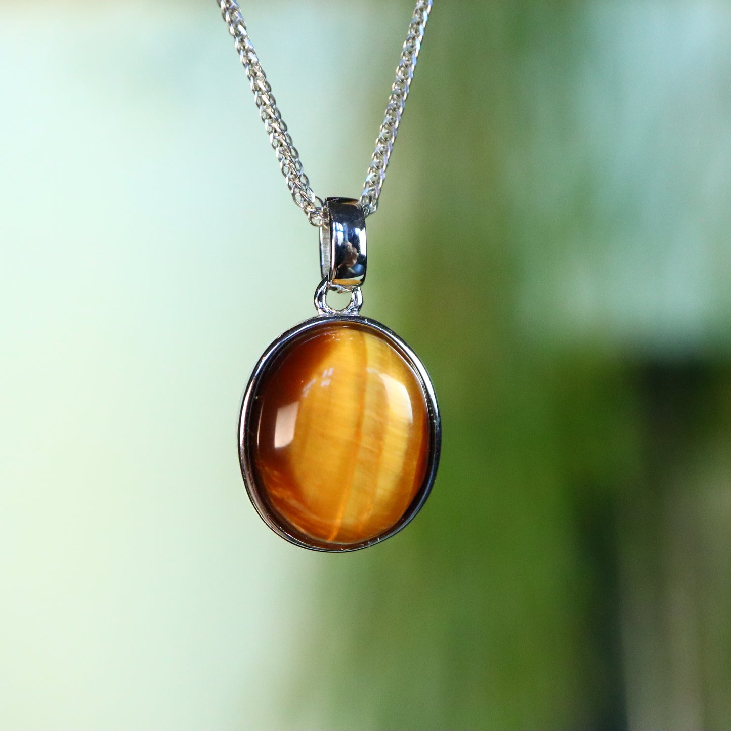 tijgeroog hanger 925 zilver