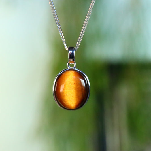 tijgeroog hanger 925 zilver