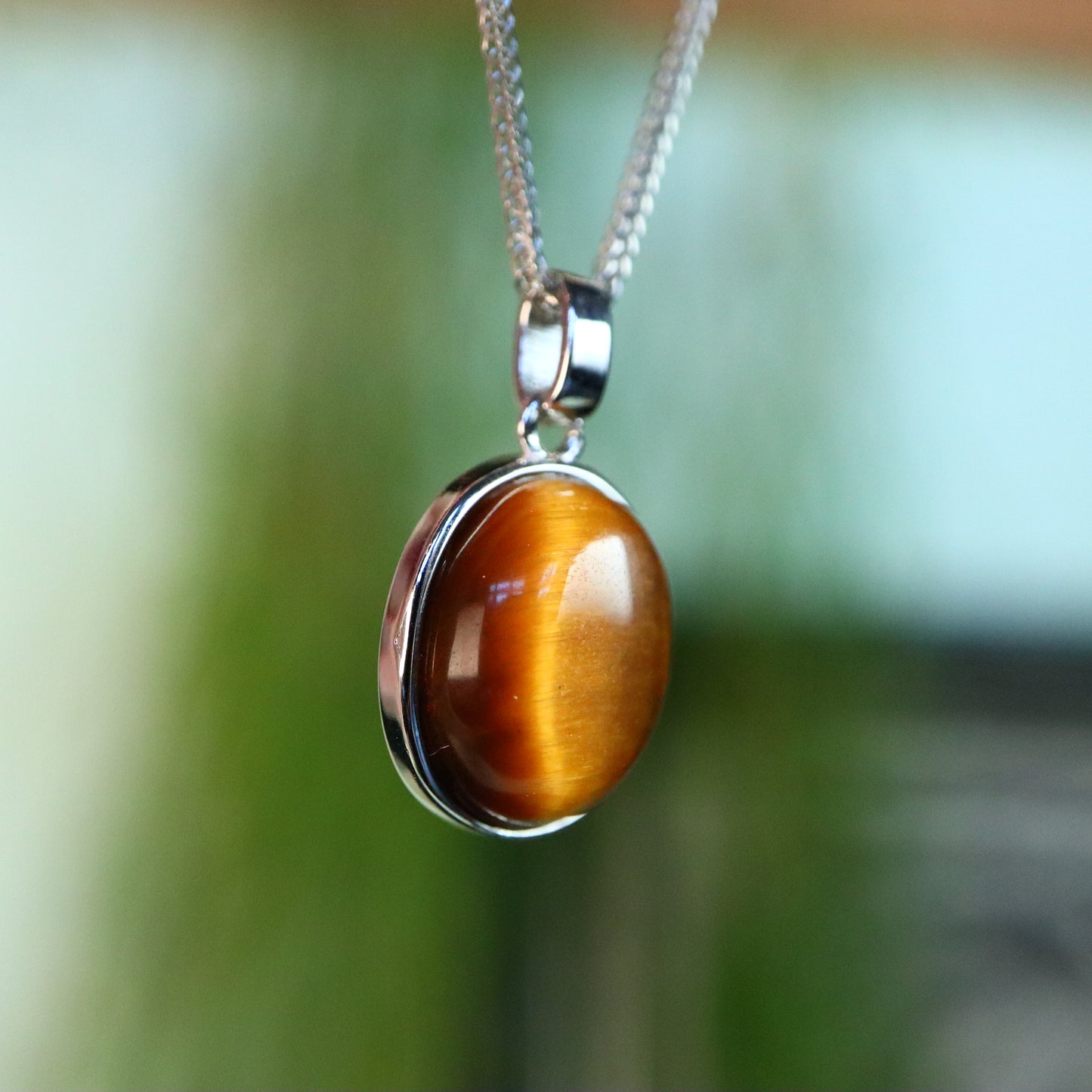 tijgeroog hanger 925 zilver